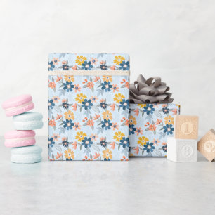 Boho Inspired Flower Pattern Wrapping Paper Roll