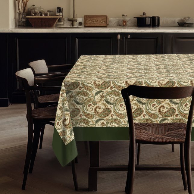 Boho-Inspired Tablecloth in Earthy Paisley Print (Boho-Inspired Tablecloth in Earthy Paisley Print)