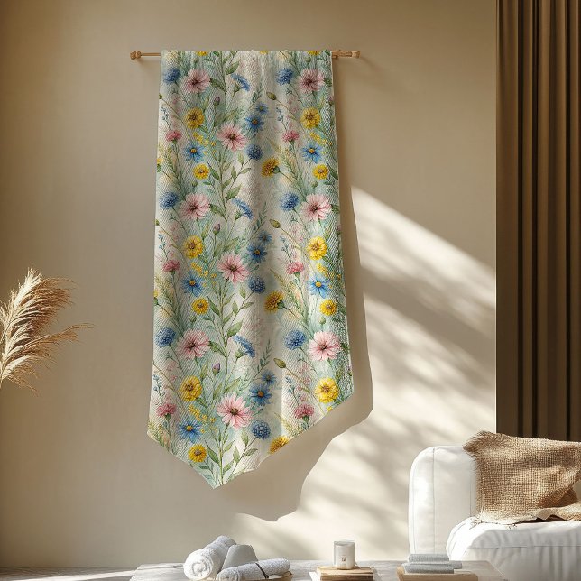 Boho-Inspired Wild Flowers Blanket in Soft Hues (Boho-Inspired Wild Flowers Blanket in Soft Hues)