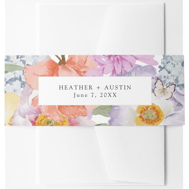 Boho Invitation Belly Band (Bold Watercolor Boho Invitation Belly Band by Painted Paperie
)