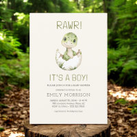 Boho It's a Boy Cute Dinosaur Baby Boy Shower