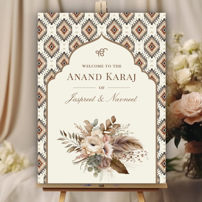 Boho Ivory Anand Karaj Sikh Wedding Welcome Sign (Creator Uploaded)