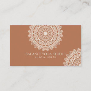 Boho Ivory Mandala Yoga Custom Name Business Card