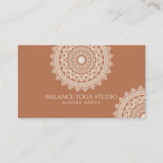 Boho Ivory Mandala Yoga Custom Name Business Card