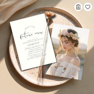 Boho Ivory Script Wedding Bridal Shower Photo Invitation