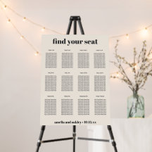 Boho Ivory Simple Custom Wedding Seating Chart