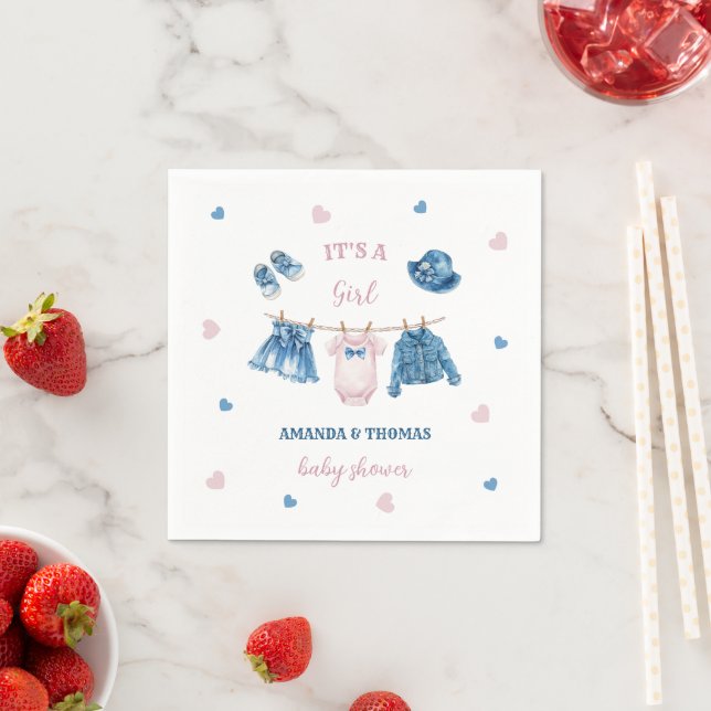Boho Jean Girl Baby Shower  Napkin (Insitu)