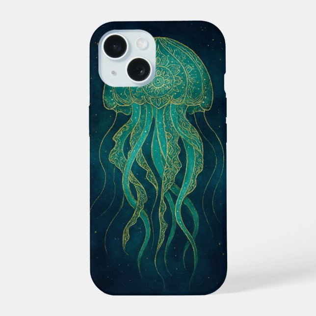 Boho Jellyfish iPhone 15 Case (Back)