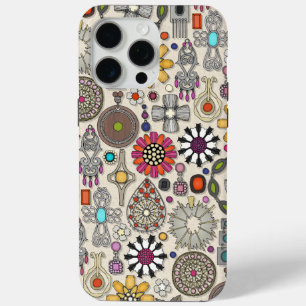boho jewel treasures linen iPhone 15 pro max case