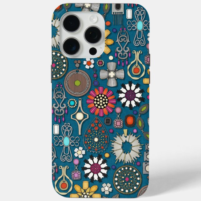 boho jewel treasures peacock blue Case-Mate iPhone case (Back)