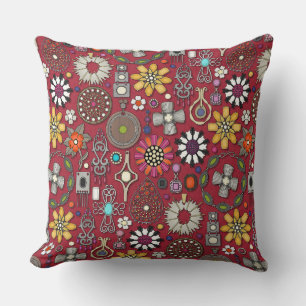 boho jewel treasures red cushion
