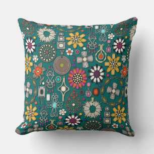 boho jewel treasures viridian green cushion