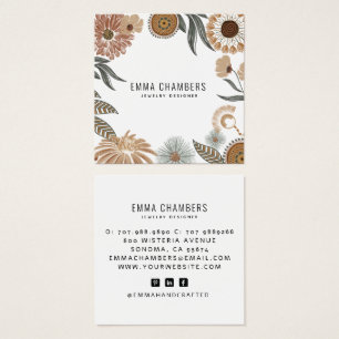 Boho Jewellery Designer Floral Square Display Card