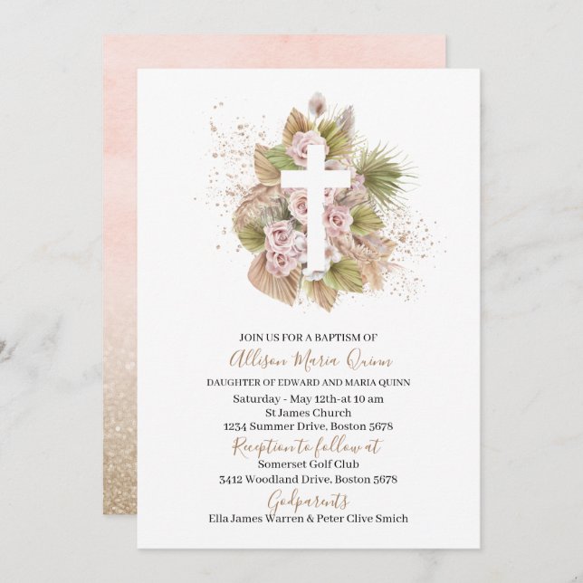 Boho Join us for a baptism of Invitation (Front/Back)