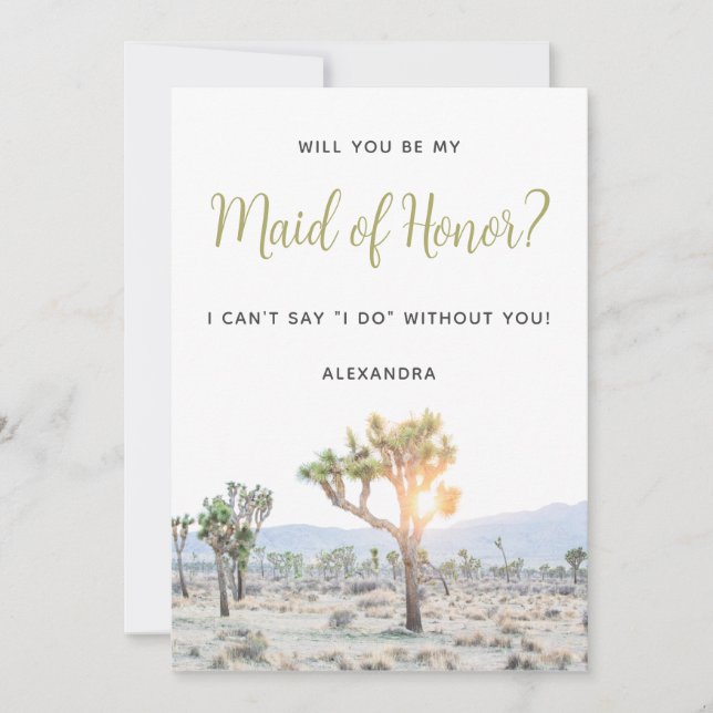 Boho Joshua Tree Will You Be My Maid of Honour Invitation (Front)