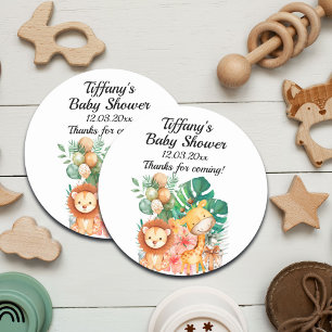 Boho Jungle Animals Baby Shower Classic Round Sticker