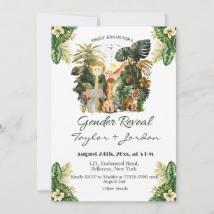 Boho Jungle Animals Gender Reveal Party Invitation