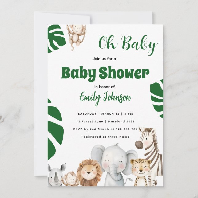 Boho Jungle Baby Shower Invitation (Front)