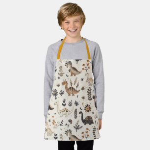 Boho Jungle Dinosaur Pattern Kids Apron