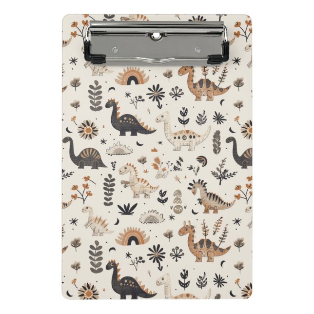Boho Jungle Dinosaur Pattern Mini Clipboard (Front)
