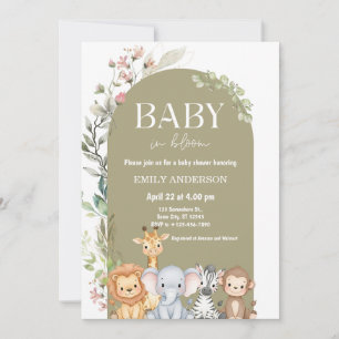Boho Jungle Safari Animals baby Shower Invittaions Invitation