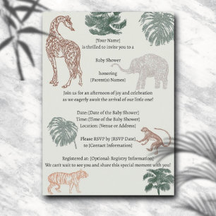 Boho Jungle Safari Baby Shower Invitation