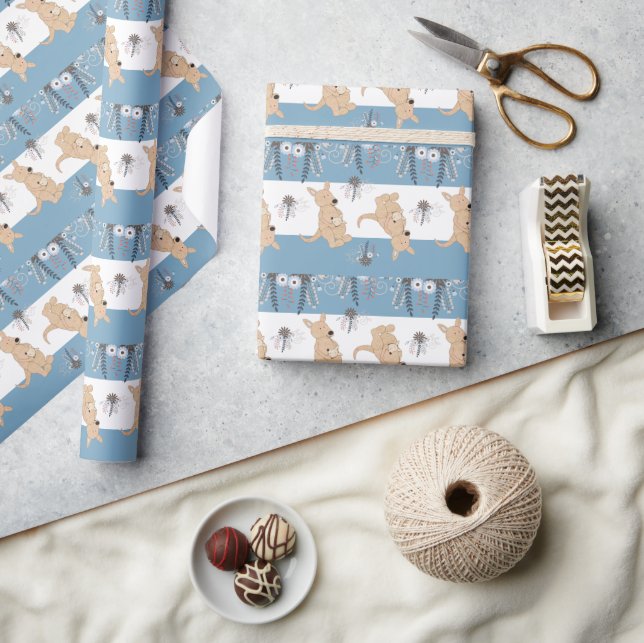 Boho Kangaroo Boy Baby Shower Wrapping Paper (Crafts)