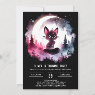 Boho Kids Cat Birthday  Invitation