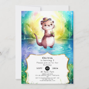 Boho Kids Otter Birthday Invitation