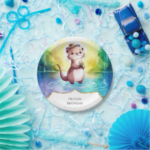 Boho Kids Otter Birthday Paper Plate