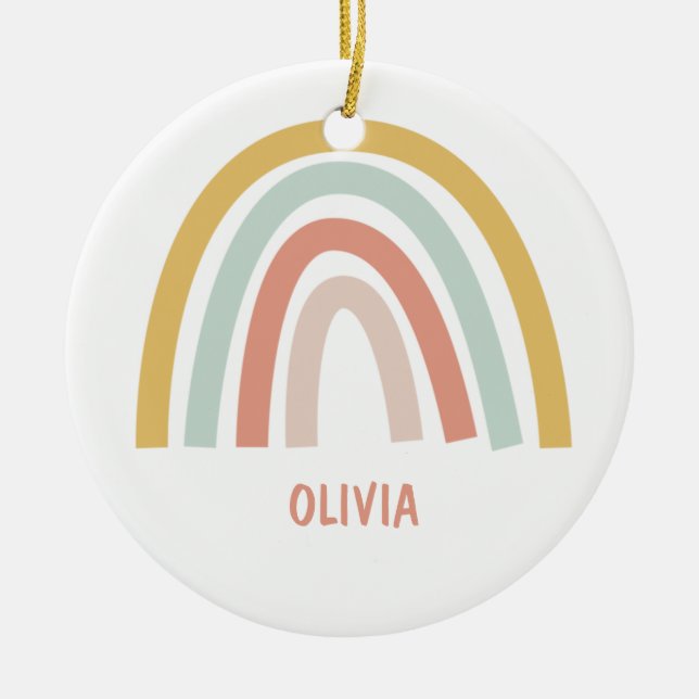 Boho Kids Rainbow Ceramic Ornament (Front)