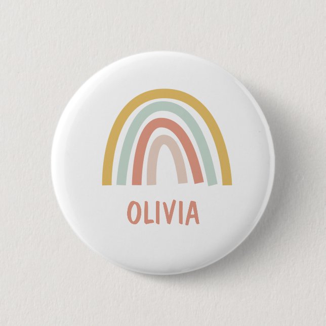 Boho Kids Rainbow Personalised 6 Cm Round Badge (Front)