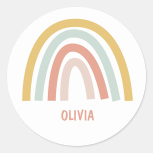 Boho Kids Rainbow Personalised Classic Round Sticker