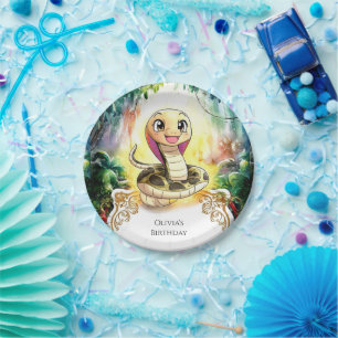 Boho Kids Snake Birthday Paper Plate