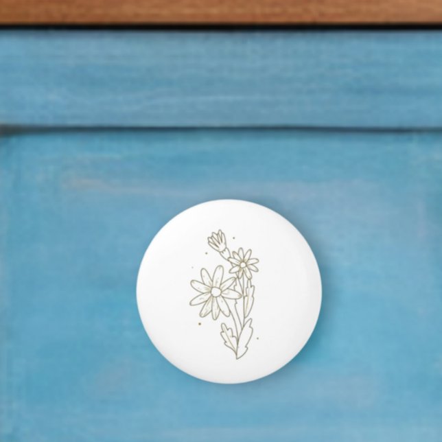 Boho knob flat ceramic knob with wildflower (Creator Uploaded)