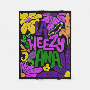 Boho La Weezy Ana Mardi Gras Coquette Bow Louisian Fleece Blanket