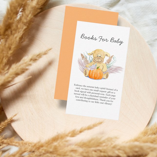 Boho Lamb Pumpkin Baby Shower Books For Baby Enclosure Card (A sweet Boho Books For Baby enclosure card to add to your Boho invitations.)