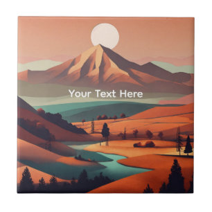 Boho landscape ceramic tile