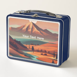 Boho landscape metal lunch box