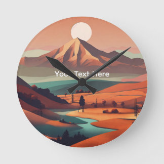 Boho landscape round clock