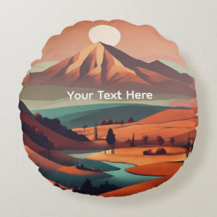 Boho landscape  round cushion