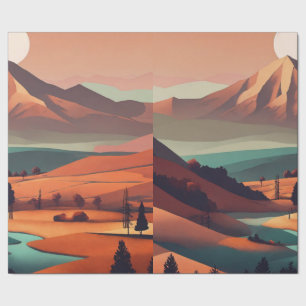 Boho landscape wrapping paper