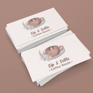 Boho Latte With Flowers Personalised Business Card