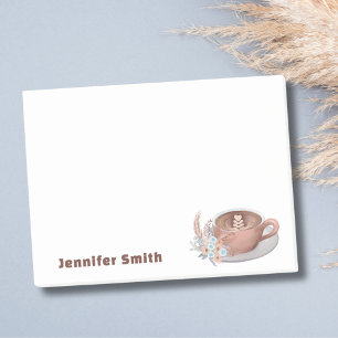 Boho Latte With Flowers Personalised Post-it Notes
