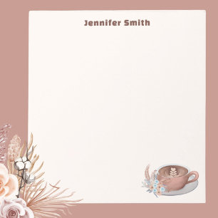 Boho Latte With Flowers Personalized Notepad