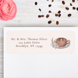 Boho Latte With Flowers Return Address Label