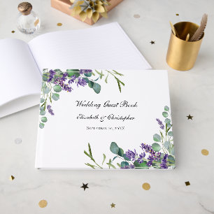 Boho Lavender Eucalyptus Greenery Wedding Guest Book