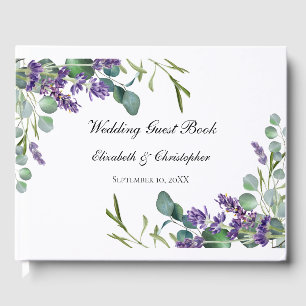 Boho Lavender Eucalyptus Greenery Wedding Guest Book