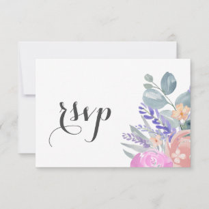 Boho Lavender Floral & Eucalyptus Wedding RSVP Card