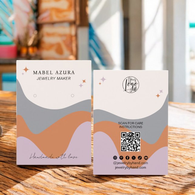 Boho lavender grey Jewellery maker Qr logo earring (Boho lavender gray Jewelry maker Qr logo earring)